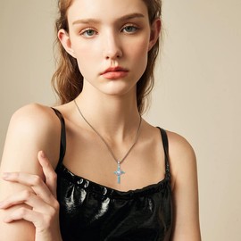 HUKKUN Crown of Thorns Necklace Sterling Silver Catholic Cross with Crown Necklace Thorns Crown Necklace Catholic Jewellery for Men