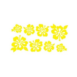 8 Hibiscus Flowers Assorted Sizes - Make Your Own Flower Lei Sticker Decal Hawaii Yellow