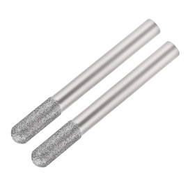 sourcing map Diamond Burrs Bits Grinding Drill Carving Rotary Tool for Glass Stone Ceramic 150 Grit 1/4" Shank 6mm Cylindrical Ball Nose 2 Pcs