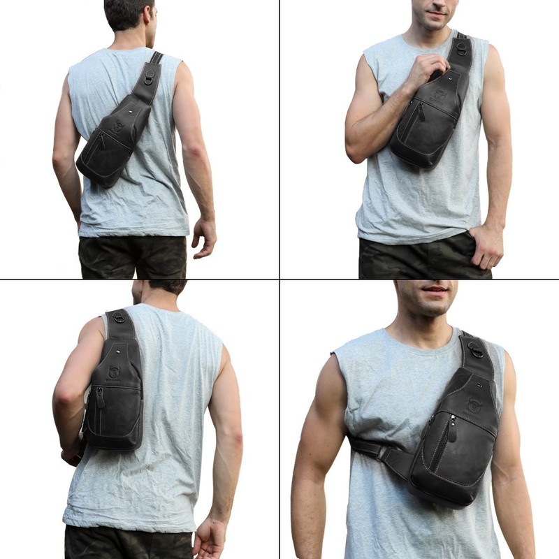 HARPIMER Novatech Men's Cowhide Sling Backpack Sling Bag, Chest Bag,