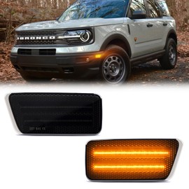 LED Front Amber Side Marker Lights for 2021-2024 Ford Bronco Sport Bumper Marker Lamps, Smoked Len 2PCS