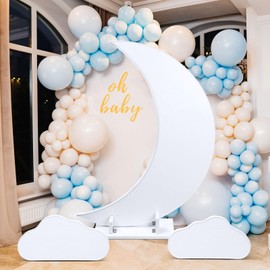 Yousoontic 3 Pcs Large Moon Decorations Wooden White Moon Arch Party Supplies 3d Boho Cloud Board Pre Cut Board Decor for Backdrop Baby Shower Engagement Wedding Birthday Party Backdrop Decor