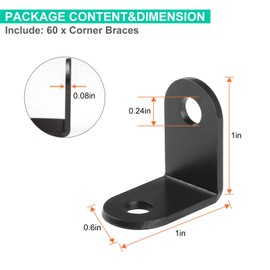 60PCS Small Corner Brace, 1”x 1” Cast Iron Angle Bracket, Heavy Duty 90 Degree Internal Angle Brackets, L Shape Brackets Joint Fastener for Wood Furniture Board Window Cabinet Table