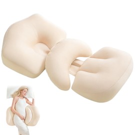 SEEDNUR Maternity Pillow for Side Sleeper, Double-Sided Pregnancy Pillow, Detachable and Adjustable Body Pillow Support for Back, Belly, Waist, Machine Washable, Suitable for All Seasons, Yellow