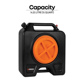 Groz 41966 15 Quart Drain Pan with Screw Cap, No Leaks/Industrial Capacity