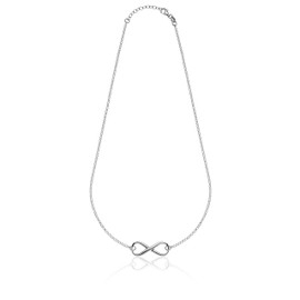 Aka Gioielli® - Women's Infinity Necklace 925 Sterling Silver Rhodium-Plated Infinity Sign Pendant Large Model, Sterling Silver