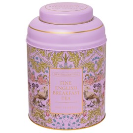 New English Teas Song Thrush & Berries Tea Caddy in Pink with 240 English Breakfast Teabags