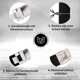 BELTINGER Vegan Belt Fully Adjustable 3.5 cm Extremely Robust Automatic Belt 35 mm Plain Nylon Hiking Belt Work Belt, black, silver