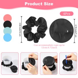 Tyqour Pack of 4 KO Drop Protection Wristband, Scrunchie Hair Band, Drink Cover, Drink Cup Lid, Anti-Spike Drink Covers, Anti Spike Drink Lid, Hair Scrunchie for Beach, Bar, Parties, Drinks and
