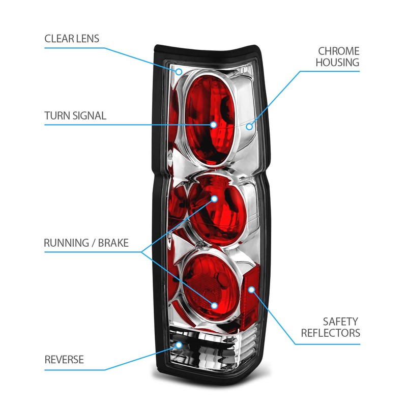 AmeriLite Chrome Replacement Brake Tail Lights Set For Hardbody D21
