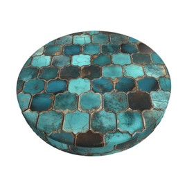 Vykmvtyb Shiny Turquoise Ceramic Bar Stool Covers Round, Stool Pad Cover Seat Cushion Cover Soft Bar Stool Seat Cover Cushion 13 Inch