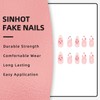 SINHOT Almond Press on Nails Medium - Tulips Flower Fake