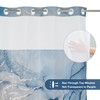 AWERT No Hook Shower Curtain with Snap in Liner Blue