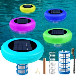 Solar Pool Ionizer Floating Water Cleaner and Purifier Keeps Water Clear,Colored Light， Chlorine Free and Eco-Friendly, Compatible with Fresh and Salt Water Pools & Spas