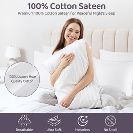 Paddow Cotten Pillow Case Protector with Zipper, Standard Size Set of 4, 100% Long-Staple Sateen Soft Comfortable, Bed Pillow Covers (Standard (4-Pack)