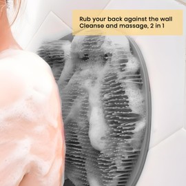 Shower Foot Massager Scrubber Mat, Foot Scrubber with Non-Slip Suction Cups for Cleaning, Exfoliating & Massage Your Feet (Grey)