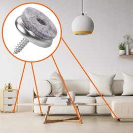 ECENCE Felt Pads with Torx screws 20mm/0.79inch, 24 Chair Gliders + Torx bit + drill, Felt Furniture Pads, Floor Protectors for furniture legs, grey