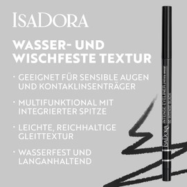 IsaDora Kajal Waterproof Black Intense 24H - Strong Hold without Smudging - Eyeliner Pen Ideal for Smokey Eyes - Black Waterproof - Especially Easy to Apply