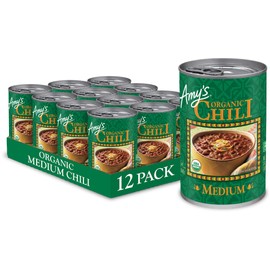 Amy's Organic Chili, Vegan Medium Chili, Gluten Free, Made With Red Beans and Tofu, 14.7 Oz (12 Pack)