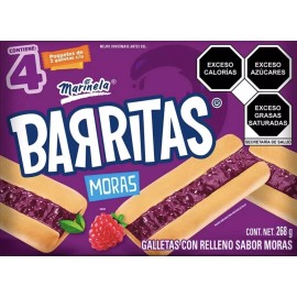Marinela 2 CAJAS DE BARRITAS MARINELA SABOR MORAS - BLACKBERRY COOKIE BARS (2 BOXES).