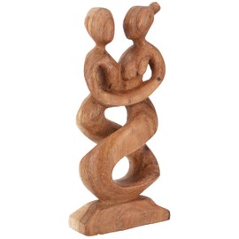 GURU SHOP Wooden Figurine Statue Decorative Object Feng Shui 20 cm - Dance Couple/Light Brown Decorative Objects