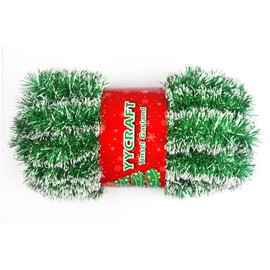 YYCRAFT 15 Yards (45 Feet) Commercial Length Thick Foil Tinsel Christmas Garland Classic Christmas Decorations (Green/White)
