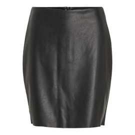 Vila Women's Vidagmar Hw Pu Skirt-Noos Faux Leather, Black, 12