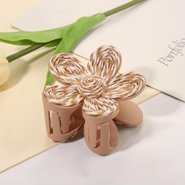 BVGA Raffia Flower Hair Claw Clip for Women Khaki Boho Straw Rattan Floral Hair Claw Summer Hair Accessories Beach Vacation Outfits Party Favors Gifts