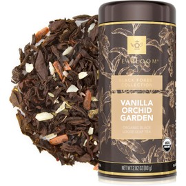 Teabloom Té Negro Orgánico, Té de Hojas Sueltas Vanilla Orchid Garden, Certificado Orgánico Por El Usda Y Kosher, Envase de 75 G (35-50 Tazas)