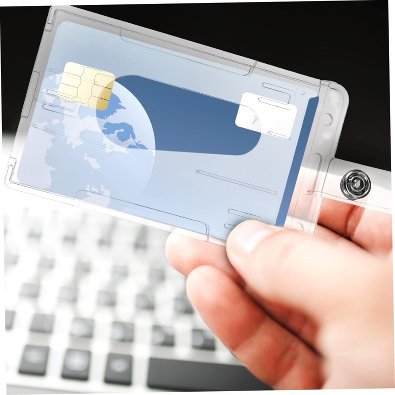 NUOBESTY 6pcs Transparent Id Holder with Thumb Slot Badge Sleeve
