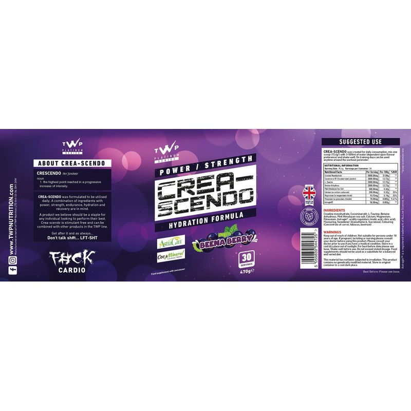TWP Nutrition Platinum Series Crea-Scendo Creatine Powder, 470g / 250g