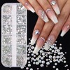 12 Grid 3D Shiny Crystals White Nail Flatback Rhinestones Glitter