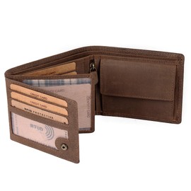 Benthill Men's Leather Wallet - Genuine Leather Wallet with RFID Protection - Slim Wallet for Men - Genuine Vintage Leather, Dark Brown (H)