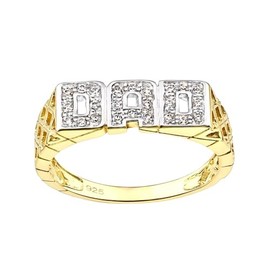 Old English Jewellers 9ct Yellow Gold on Silver DAD Ring size R S T U V W X Y Z Z+1 - Stone Set - (Y)