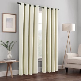 Home Soft Things Serenta 4 Piece Grommet Darkening Thermal Insulated Blackout Window Panel Curtain Set, 2 Curtains and 2 Tiebacks, 54" x 96", Beige