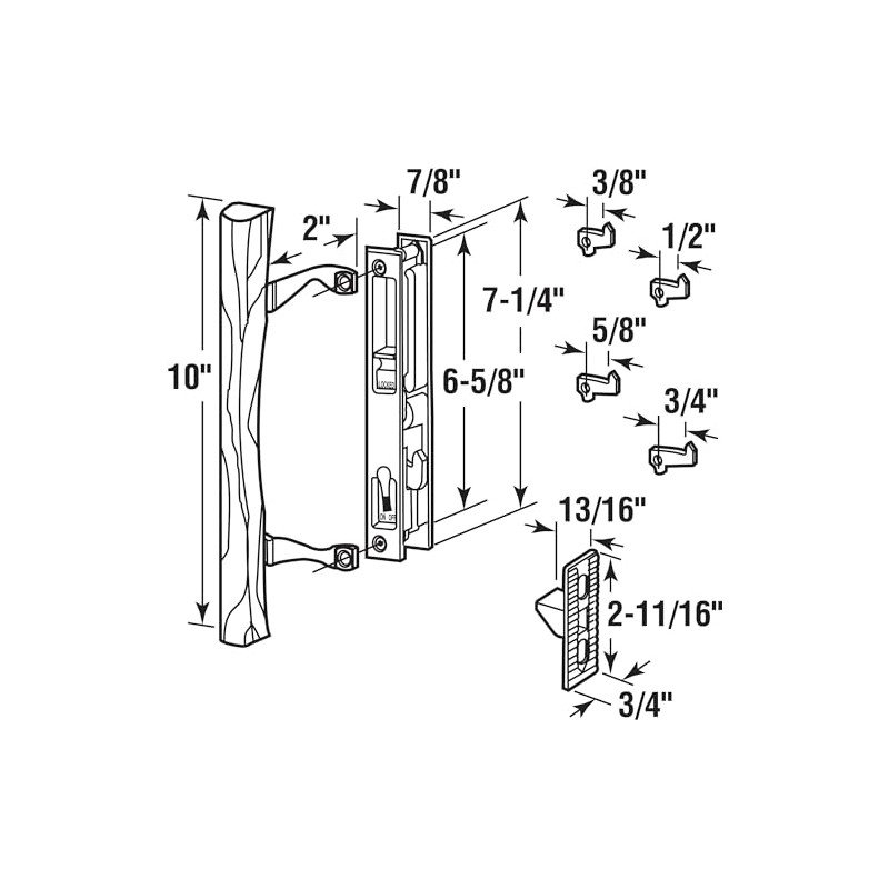 Prime-Line C 1148 Chrome Diecast Sliding Door Handle Set with