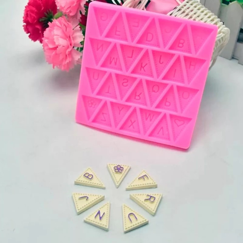 n Molde Pastel Triangulo Letras Fondant Decoracion Reposteria