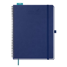 BEZEND A4 Academic Diary 2026-2027 Week to View (Jul 26 - Dec 27) Spiral. Vertical Weekly Planner with Time Slots & Tabs. Appointment Diary for Home School Office. PU Leather Softcover, Blueberry