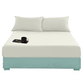 Fitted Bed Sheet Flannelette 100% Brushed Cotton Plain Dyed Fitted Bed Sheet Cream 4FT (Small Double) 122cm x 190cm Approx.
