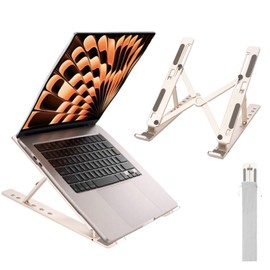 weourwe Ergonomic and Foldable Laptop Stand for Desk, Adjustable Riser, Fits All Laptops and Notebooks up to 17,Ultra-Thin,Ventilated Cooling,ABS+Silicone,Starlight.