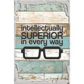 Intellectually superior, every way glasses silhouette funny nerd White Wall Art Decor Funny Gift
