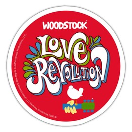 Spreadshirt Woodstock Badge Love Revolution Sticker, 10 x 10 cm, White Matte