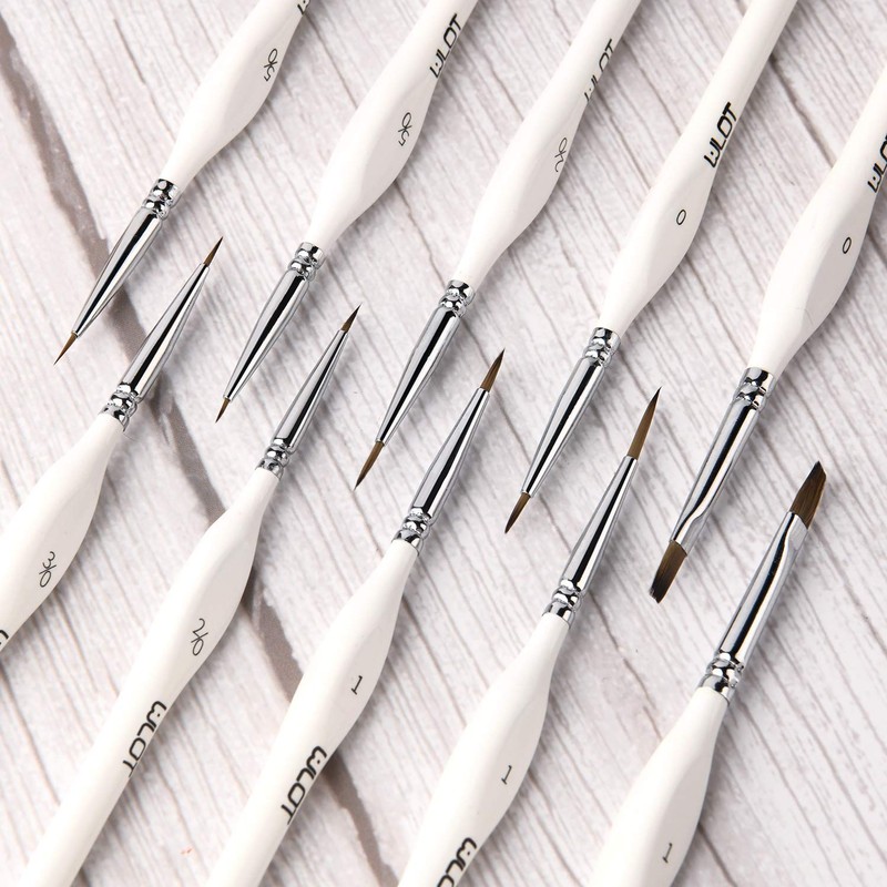 WLOT Fine Detail Brushes with Triangular Handles,10 Miniature Brush for
