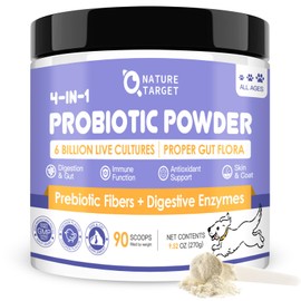 NATURE TARGET Probiotics for Dogs - Dog Probiotics, Plus Prebiotic, Digestive Enzymes, Fiber, Support Gut, Immune Health, 6 Billion CFU Dog Probiotic Powder, Relieve Diarrhea, Loose Stool, 90 Scoops