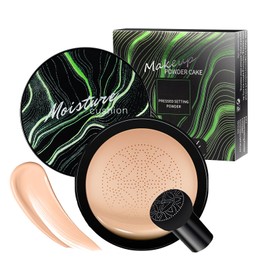 Air Cushion CC Cream Foundation - Mushroom Head BB Cream Concealer Makeup Base Moisturizing & Long-Lasting for All Skin Types and Even Color Correcting (Natural)