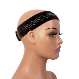Banda de sujeción para peluca, banda de terciopelo flexible, banda ajustable para el pelo, cómoda, antideslizante, ajustable, con silicona ondulada (m