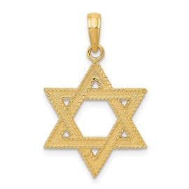 10K Solid Yellow Gold Star of David Jewish Magen Necklace Judaica Religious Chain Pendant Israel Charm 27mm x 22mm Only