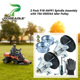 POSEAGLE 2 Pack Pre-Greased 918-06991 Spindle Assembly with 756-05034A Replaces 618-06991, 918 06991, 91806991 for Huskee LT4200 T1000 T1200 T1400 TB42 T110 T130, M115-42 Lawn Tractors