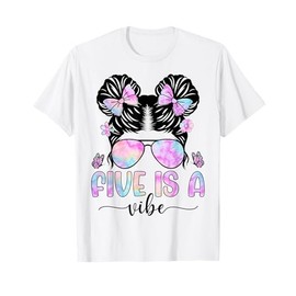 Five Is A Vibe 5 Year Old Girls 5th Birthday T-Shirt
