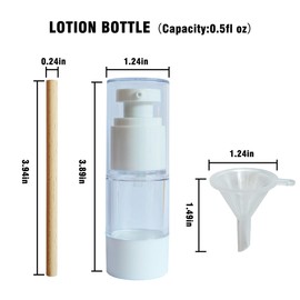 Isolated air without straws cosmetics travel distribution pump bottle, label paper, suitable for lotion cream shampoo shower gel distribution (Transparent bottle lotion pump head, 2 bottles(0.5fl oz))